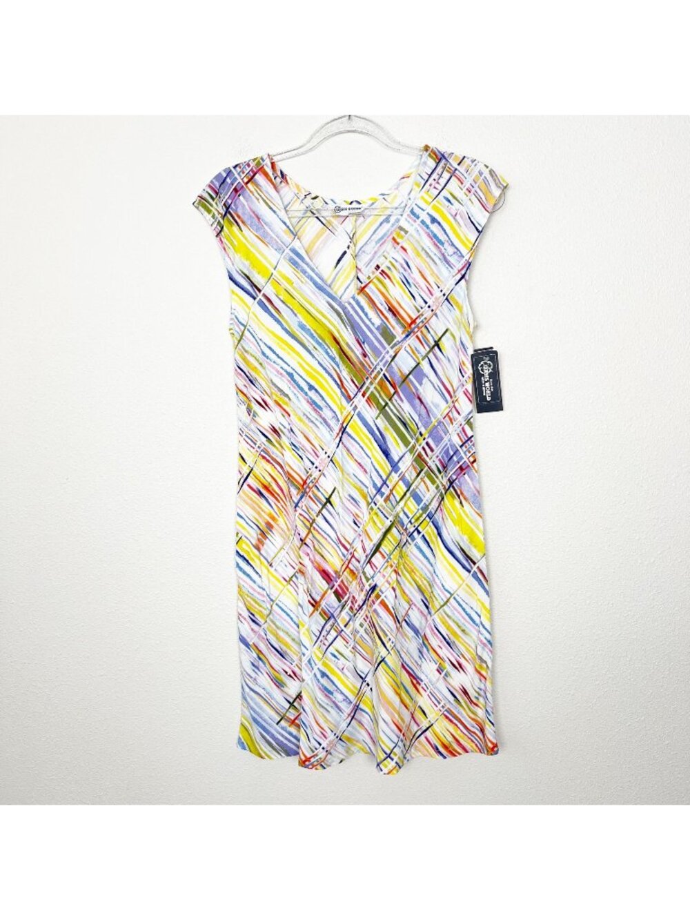 Jams World Hawaii Women XS Viola Twist Sherry V-Neck Cap Sleeve Mini Rayon Dress